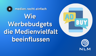 Grafik zu YouTube-Video der NLM auf "medien.recht.einfach"-Kanal. Titel: "Wie Werbebudgets die Medienlandschaft beeinflussen"