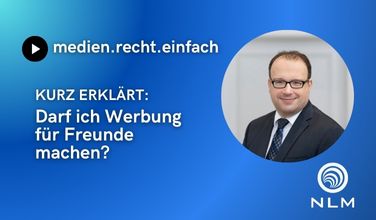 Neues YouTube-Short auf "medien.recht.einfach": Kurz erklärt: Darf ich Werbung für Freunde machen?