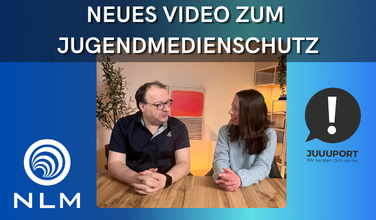 Grafik zum neuen YouTube-Video der NLM mit JUUUPORT e.V. zum Thema Jugendmedienschutz